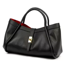    Dámska kožená kabelka Camilla PREMIUM 10.012 čierna 36 x 22 x 18 cm
