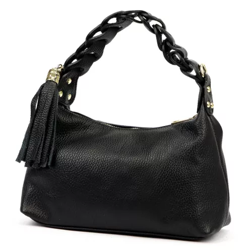  Luka 26-032 DOLLARO čierna dámska kožená kabelka 27 x 17 x 12 cm