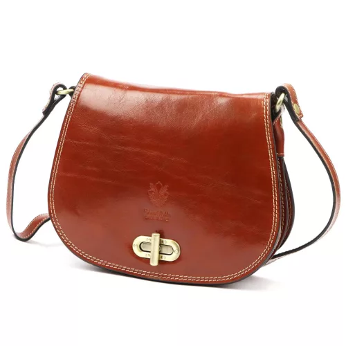  Dámska kožená crossbody kabelka Florence 59 v koňakovo hnedej farbe 24 x 19 x 9 cm