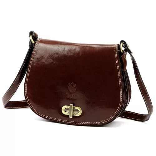  Dámska hnedá kožená crossbody kabelka Florence 59 24 x 19 x 9 cm