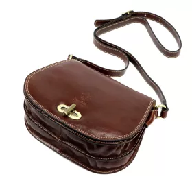    Dámska hnedá kožená crossbody kabelka Florence 59 24 x 19 x 9 cm