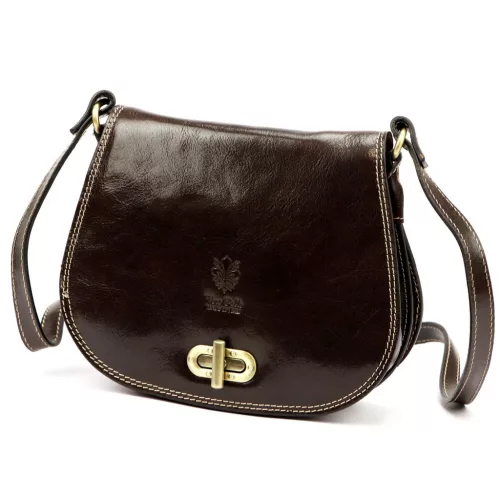  Dámska hnedá kožená crossbody kabelka Florence 59 24 x 19 x 9 cm