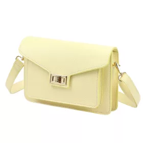    Dámska kožená crossbody kabelka Luka 26-061 svetložltá 23 x 16,5 x 9 cm
