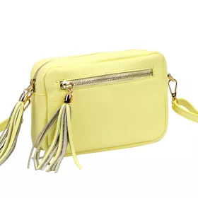    Dámska kožená crossbody kabelka Luka 20-030 svetložltá 21 x 15 x 8 cm