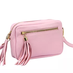   Dámska kožená crossbody kabelka Luka 20-030 ružovej farby 21 x 15 x 8 cm