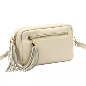    Dámska kožená crossbody kabelka Luka 20-030 béžovej farby 21 x 15 x 8 cm