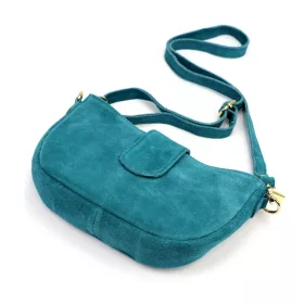    Dámska crossbody kabelka Luka 26-102 tyrkysová z semišovej kože 26 x 16 x 7 cm