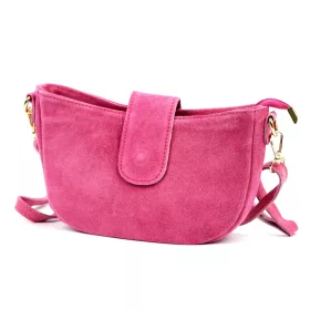    Dámska crossbody kabelka Luka 26-102 ružová z semišovej kože 26 x 16 x 7 cm