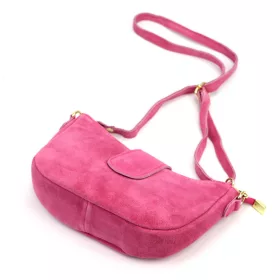    Dámska crossbody kabelka Luka 26-102 ružová z semišovej kože 26 x 16 x 7 cm
