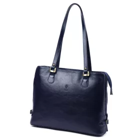    Dámska kožená kabelka cez rameno Florence 14 tmavomodrá, shopper 40 x 28 x 12 cm