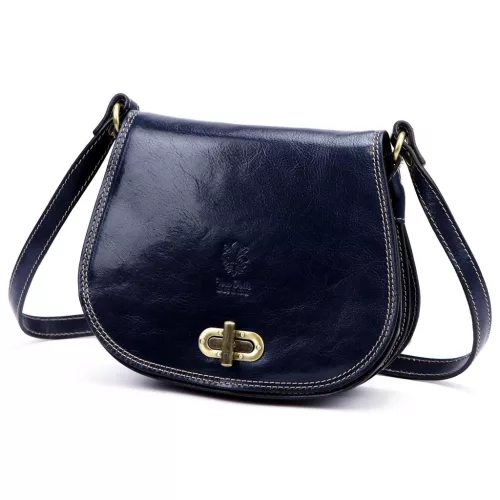  Dámska kožená crossbody kabelka Florence 59 v tmavomodrej farbe 24 x 19 x 9 cm