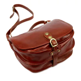    Dámska hnedá kožená crossbody kabelka Florence 8863 30 x 26 x 12 cm