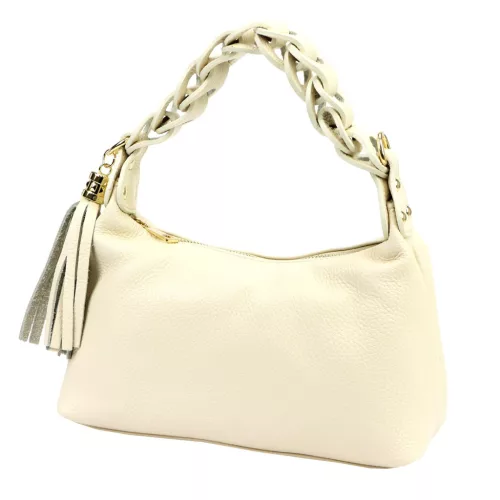  Dámska kožená kabelka cez rameno Luka 26-032 béžovej farby 27 x 17 x 12 cm