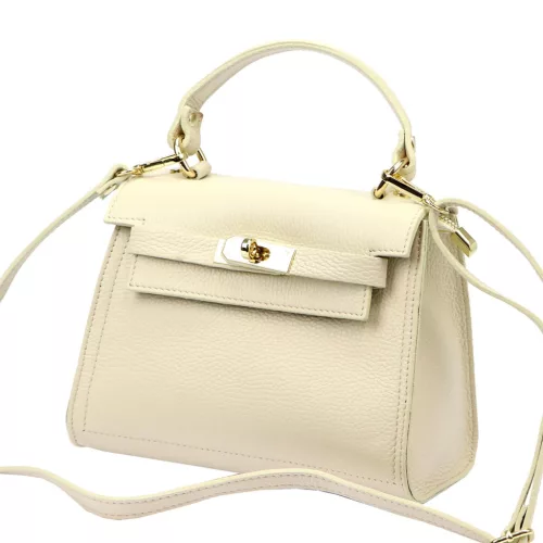  Dámska kožená kabelka Luka 19-17 MN DOLLARO krémovej farby 23 x 19 x 12,5 cm