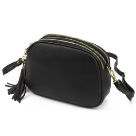    Dámska kožená crossbody kabelka Luka 26-035 čierna 23 x 16 x 9 cm