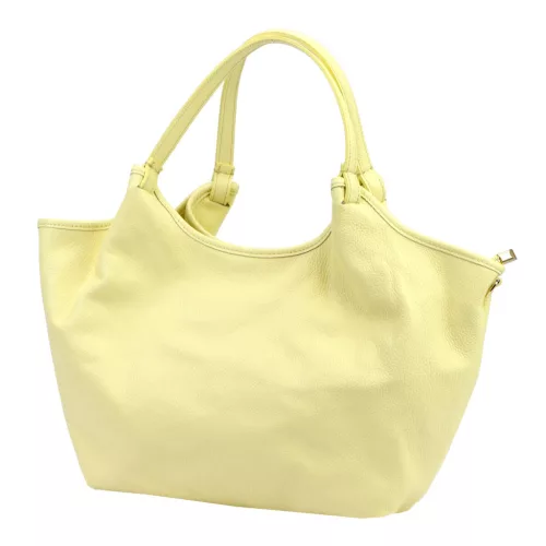  Dámska kožená kabelka cez rameno Luka 26-031 svetložltá, s bočným popruhom 42 x 26 x 13 cm