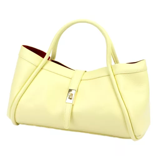  Dámska kožená kabelka Camilla PREMIUM 10.012 svetložltá 36 x 22 x 18 cm