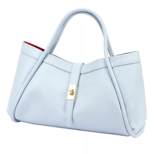 Dámska kožená kabelka Camilla PREMIUM 10.012 v svetlomodrej farbe 36 x 22 x 18 cm