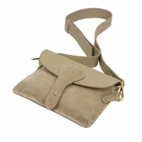   Dámska kožená kabelka Luka 26-100 D v béžovej farbe, crossbody, 24,5 x 18 x 6 cm