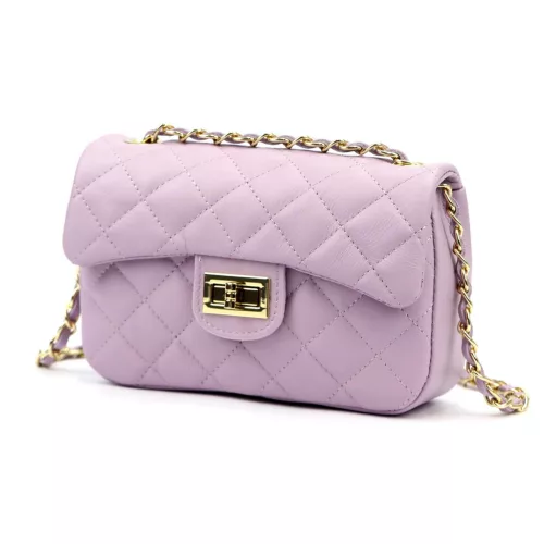  Luka 20-042 kožená, dámska crossbody kabelka levanduľovo fialovej farby 21,5 x 14 x 8,5 cm