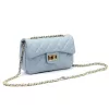  Dámska kožená crossbody kabelka Luka 20-042 v svetlomodrej farbe, 21,5 x 14 x 8,5 cm