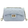  Dámska kožená crossbody kabelka Luka 20-042 v svetlomodrej farbe, 21,5 x 14 x 8,5 cm