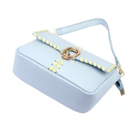   Dámska kožená kabelka cez rameno Luka 26-105 modro-žltá 25 x 16 x 9 cm