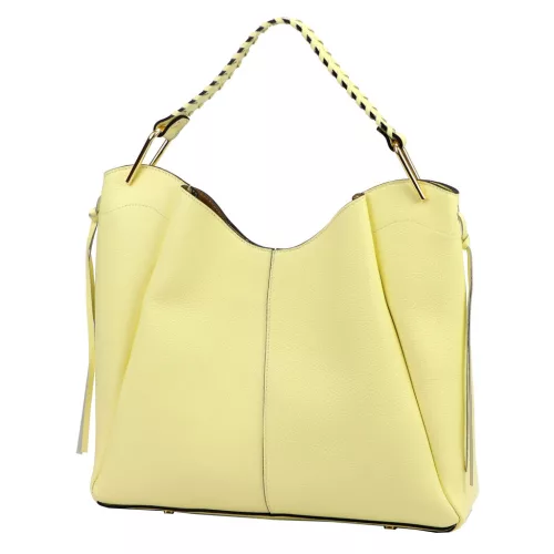  Dámska kožená kabelka cez rameno Luka 26-080 bledožltá 39 x 37 x 13 cm