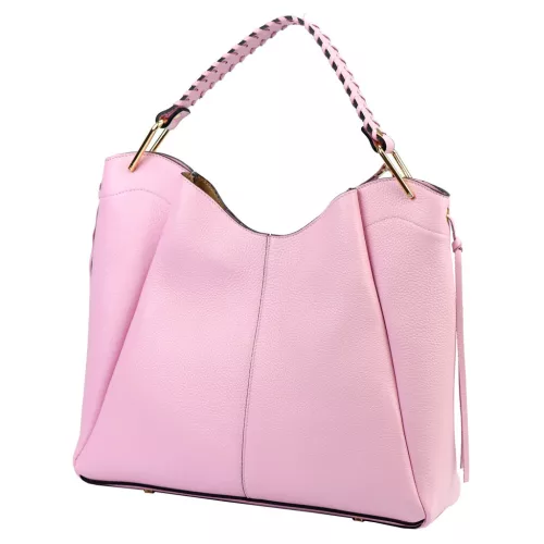  Dámska kožená kabelka cez rameno Luka 26-080 ružová 39 x 37 x 13 cm