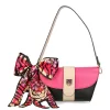  Dámska kožená kabelka cez rameno EGO ES0305WF 030026WL purpurovo-čierna 28 x 25 x 10 cm