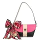  Dámska kožená kabelka cez rameno EGO ES0305WF 030026WL purpurovo-čierna 28 x 25 x 10 cm