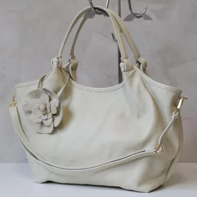   Luka 26-031 DOLLARO + FLOWER bézs női bőr kézitáska 42 x 26 x 13 cm