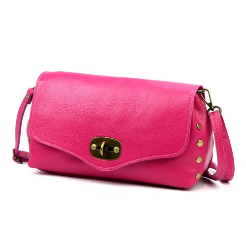  Dámska kožená kabelka cez rameno Luka 26-121 D magenta 30 x 16 x 12 cm