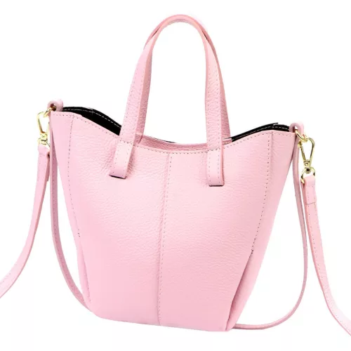  Dámska kožená kabelka Luka 26-124 DOLLARO púdrovej farby 24 x 21 x 10 cm
