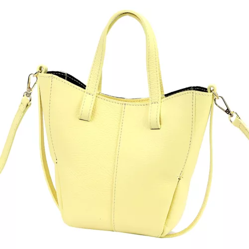 Dámska kožená kabelka Luka 26-124 DOLLARO svetložltá 24 x 21 x 10 cm