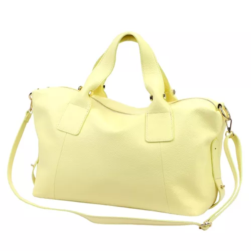 Dámska kožená kabelka Luka 26-119 DOLLARO svetložltá 47 x 25 x 16 cm