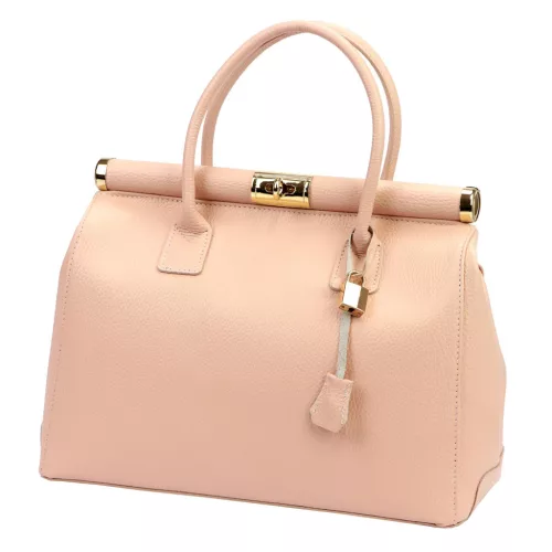  Dámska kožená kabelka Luka 26-002 DOLLARO ružová 35 x 26,5 x 15,5 cm
