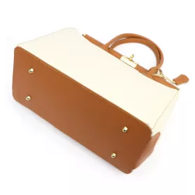    Dámska kožená kabelka Luka 26-002 DOLLARO béžovej farby 35 x 26,5 x 15,5 cm
