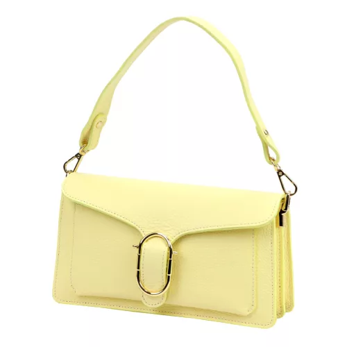  Dámska kožená kabelka Luka 26-126 DOLLARO svetložltá 26,5 x 14,5 x 10 cm