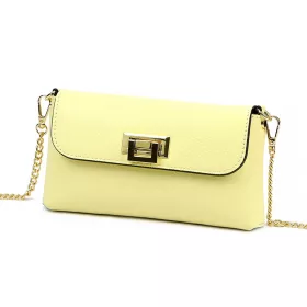    Luka 25-001 DOLLARO svetložltá dámska kožená kabelka 22 x 12,5 x 6 cm