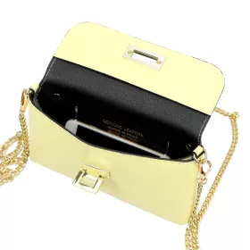    Luka 25-001 DOLLARO svetložltá dámska kožená kabelka 22 x 12,5 x 6 cm