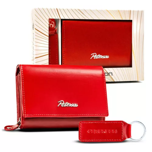  Dámska kožená peňaženka Peterson PTN SET-D-02-KCS červená 12,5 x 8,5 x 3,5 cm