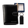  Pánska kožená peňaženka Peterson PTN SET-M-1542L-KCS čierna 13 x 9 x 3,3 cm