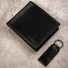  Pánska kožená peňaženka Peterson PTN SET-M-N994-GVT čierna 12,5 x 9,5 x 2 cm