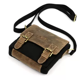    Pánska kabelka Wild AW-S22-MHC z čiernej látky a kože 22 x 22 x 7 cm