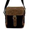  Pánska kabelka Wild AW-S02-MHC z čierno-hnedej látky a kože 22 x 21 x 7 cm