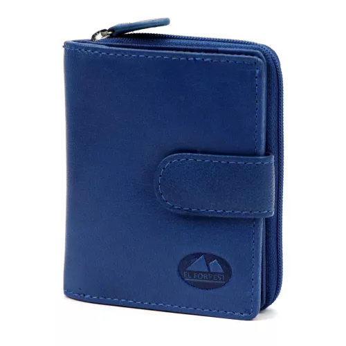  Dámska peňaženka z hovädzej kože EL FORREST 820-351 s RFID modrou farbou 9 x 11 x 3 cm