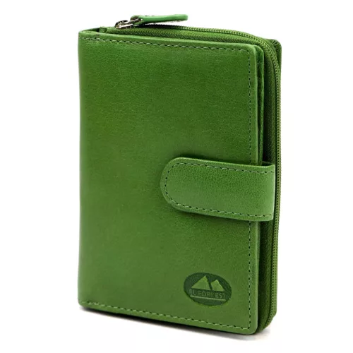  Dámska peňaženka z hovädzej kože EL FORREST 813-151 s RFID zelenou farbou 9,5 x 13,5 x 3,5 cm