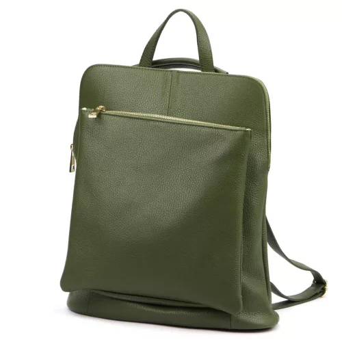  Dámsky zelený hovädzí kožený batoh Luka 26-112 DOLLARO 31 x 37 x 13 cm