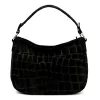 Luka 24-085 CROCO GOLD fekete női bőr kézitáska 31 x 23 x 8 cm
